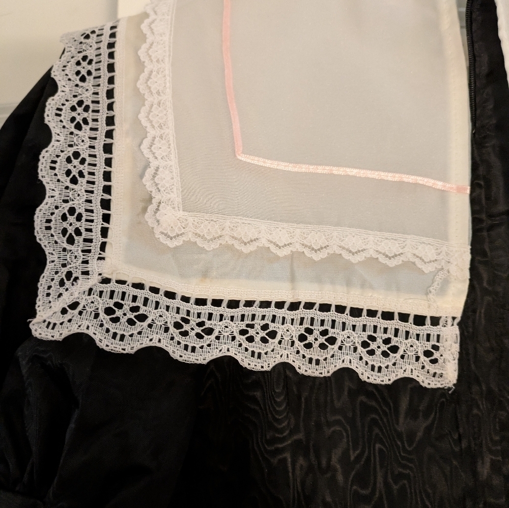 Gunne Sax Black Taffeta Dress with Lace Collar 8 - Picture 7 of 8